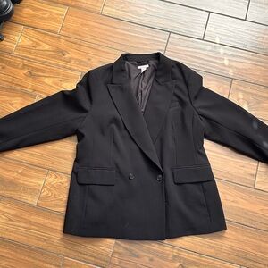 Black Women's Double Breasted Blazer (Black/XL)